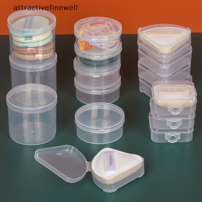 [attractivefinewell] กล่องพลาสติกใส ทรงสามเหลี่ยม ทรงกลม ทรงสี่เหลี่ยม สําหรับใส่พัฟฟองน้ํา เครื่องสําอาง เหมาะกับการพกพาเดินทาง TIV