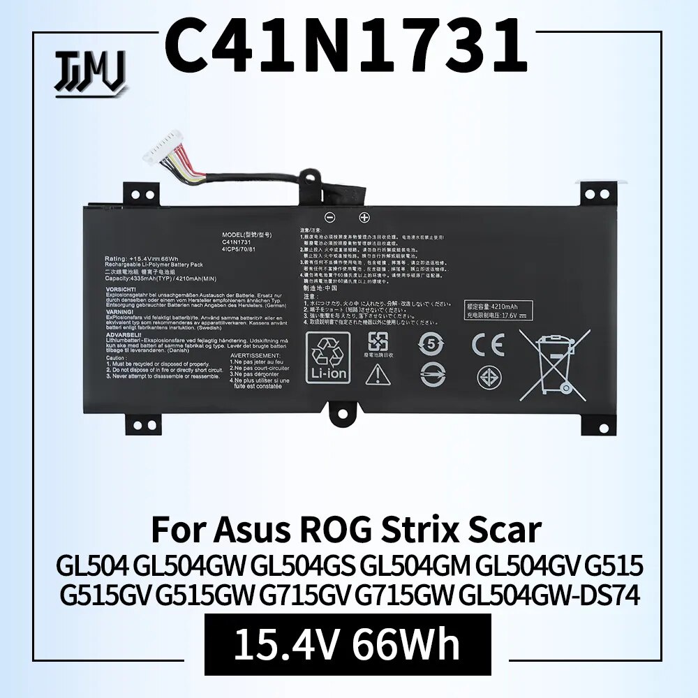 C41N1731 แบตเตอรี่ Replacement for Asus ROG Strix Scar II GL504 GL504GW GL504GS GL504GM GL504GV G515 G515GVG515GW G715GV