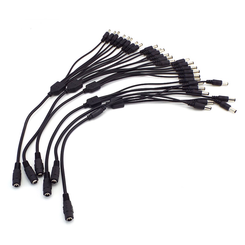 2.1*5.5 มม.1 หญิง 2 3 4 5 8 ชาย DC Power Splitter ปลั๊กสายสําหรับกล้องวงจรปิดความปลอดภัยกล้องอุปกรณ์เสริมอะแดปเตอร์จ่ายไฟ THH1