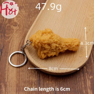 GE ตลกไก่ทอดขาปีกไก่พวงกุญแจสร้างสรรค์จําลองอาหารจี้ด้วยแหวนกุญแจสําหรับกระเป๋าถือกระเป๋าอุปกรณ์เสริมสแควร์