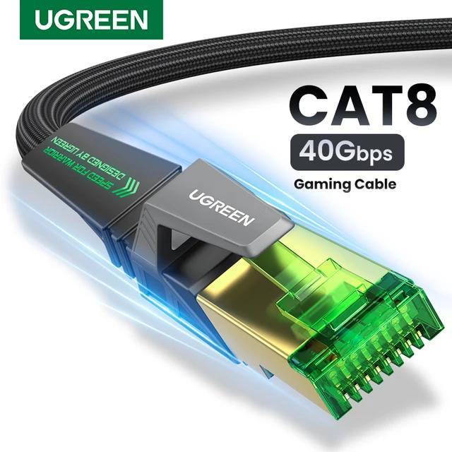 Ugreen CAT8 สายเคเบิลเกมอีเธอร์เน็ต 40Gbps 2000MHz ผ้าฝ้ายถัก สําหรับเราเตอร์ PC PS4 Rj45