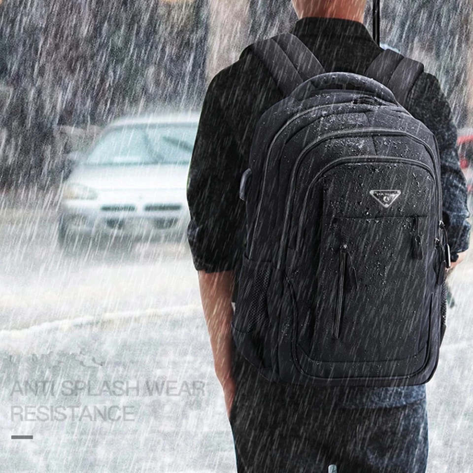 กระเป๋าคอมพิวเตอร์โน๊ตบุ๊ค17 นิ้วได้ เป้สะพายหลัง กระเป๋าเดินทาง กันน้ำได้ มีช่องเสียบหูฟังและ power