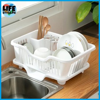 LS Plastic Drainer Holder Kitchen Dish Bowl Plate Drying Utensils Rack Sink Organizer  Storage