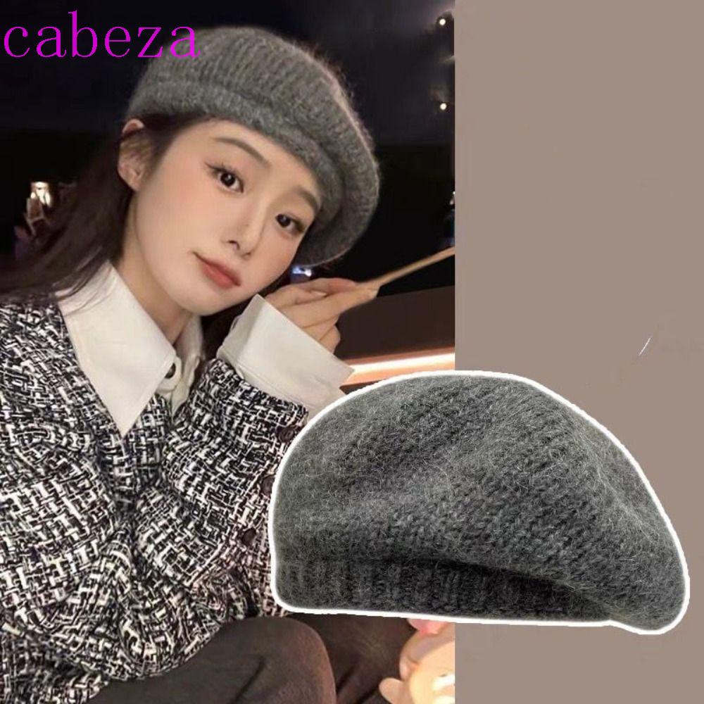 Cabeza หมวกเบเร่ต์ ผ้าวูลถัก ทรงแปดเหลี่ยม สีพื้น สไตล์ฮาราจูกุ หรูหรา แฟชั่นฤดูหนาว Y2K