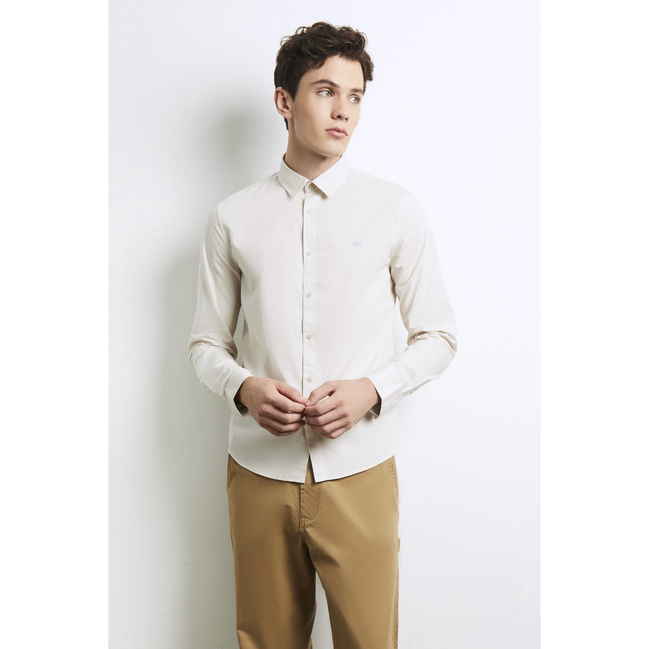 ESP เสื้อเชิ้ตผ้าอ๊อกฟอร์ด ผู้ชาย สีงาช้าง | Oxford Shirt | 03780