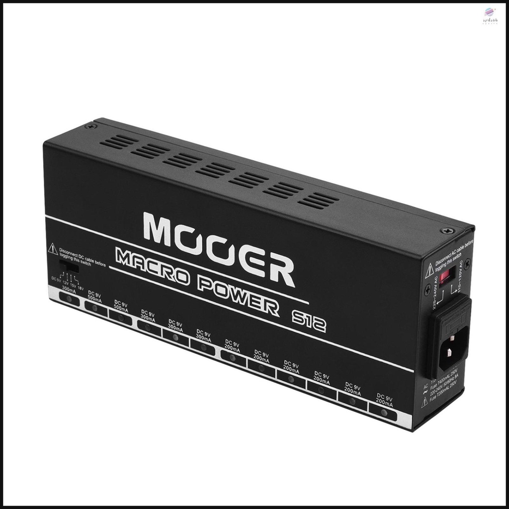 [dron] Mooer MACRO Power S12 อุปกรณ์จ่ายไฟเอฟเฟคกีตาร์ 12 เอาท์พุต DC 9V 12V 15V 18V M
