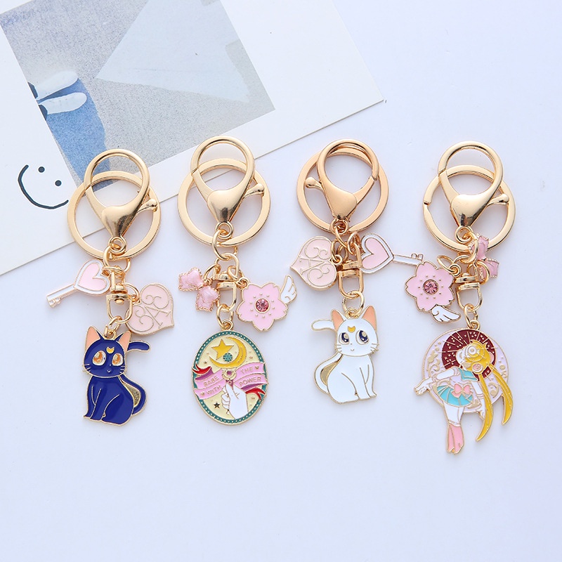 พวงกุญแจรถยนต์ จี้การ์ตูนเซเลอร์มูน Luna Cat น่ารัก เหมาะกับของขวัญ สําหรับห้อยกระเป๋า