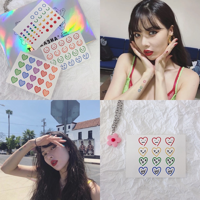 COD 1 บาท สติ๊กเกอร์สัก ลายหัวใจเส้นหน้ายิ้มสสติ๊กเกอร์ ไตล์เกาหลี กันน้ำกึ่งถาวร 1 แผ่น ผู้ชายและผู้หญิง-Move.th