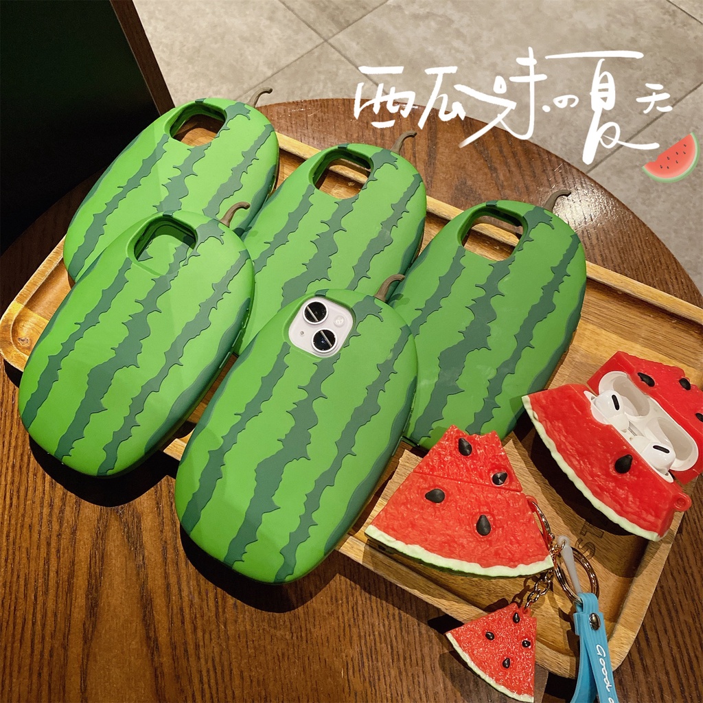 เคสซิลิโคนนิ่ม ลายแตงโม สําหรับ airpods 1 2 3 Pro iPhone 12 13 11 14 Pro Max