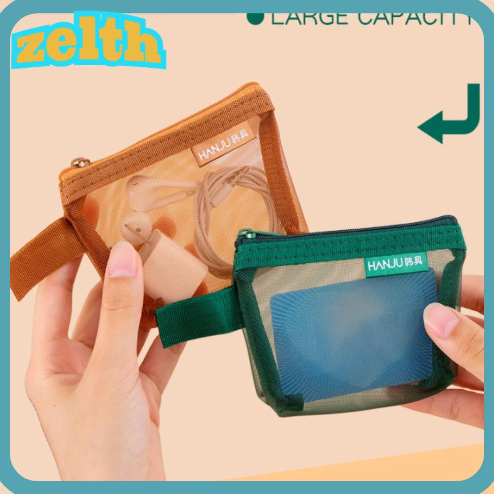 Zelth กระเป๋าเครื่องสําอาง ผ้าตาข่าย ไนล่อน ขนาดเล็ก แฟชั่น สําหรับเดินทาง
