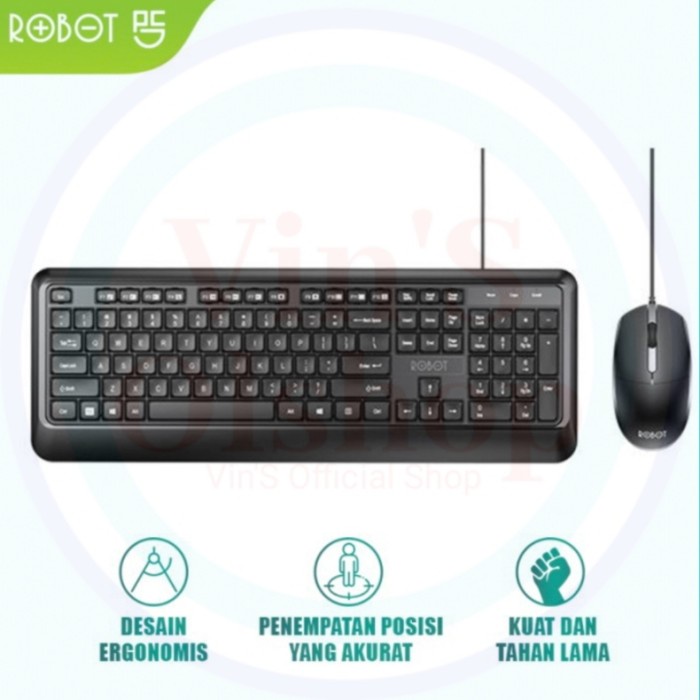 Robot KM2600 คีย์บอร์ดแบบมีสาย + เมาส์ / หุ่นยนต์ KM2600 เมาส์คีย์บอร์ดคอมโบ