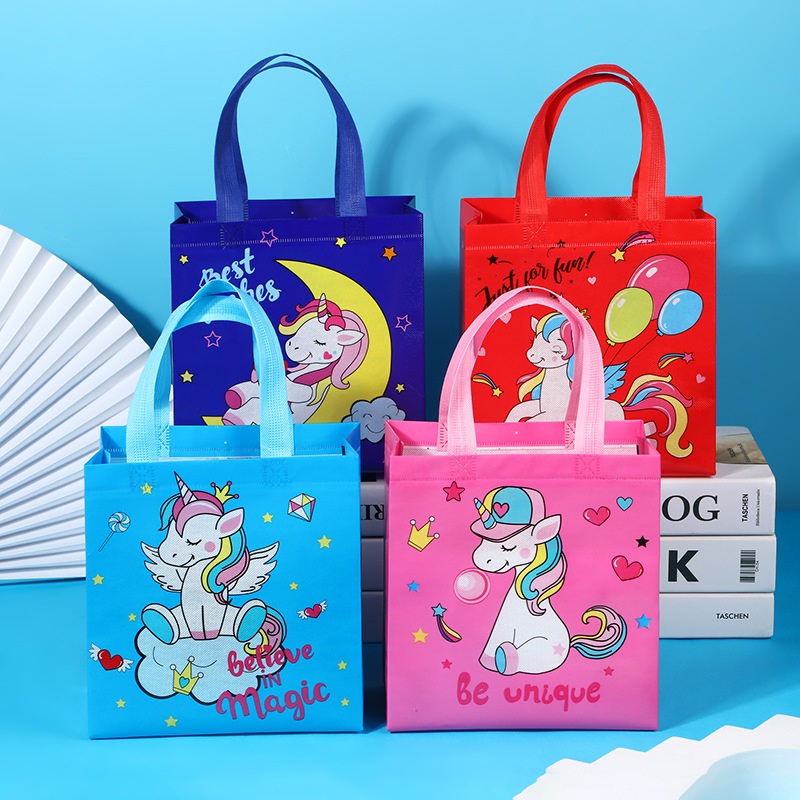 ThaiC.พร้อมส่ง กระเป๋าถือ ลายการ์ตูน ถุงผ้าไม่ทอ ผ้าสปันบอนด์ ถุงหิวช้อปปิ้ง น่ารักๆ