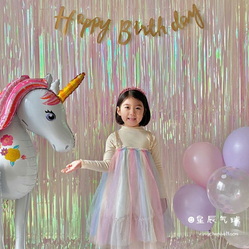 ม่านฟอยล์ สีมุกใส สีรุ้ง กว้าง1เมตร สูง2เมตร
