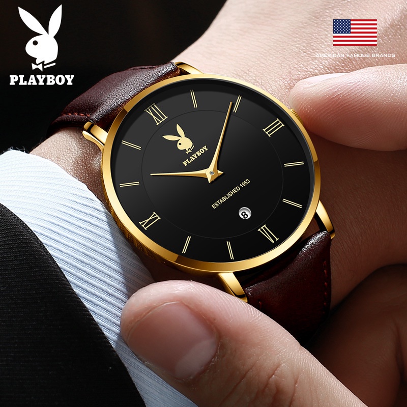 [พร้อมส่ง] Playboy 2601 นาฬิกาข้อมือควอตซ์ แฟชั่นเรียบง่าย เข้ากับทุกการแต่งกาย สําหรับผู้ชาย (ฟรีกล่องนาฬิกาสวยหรู)