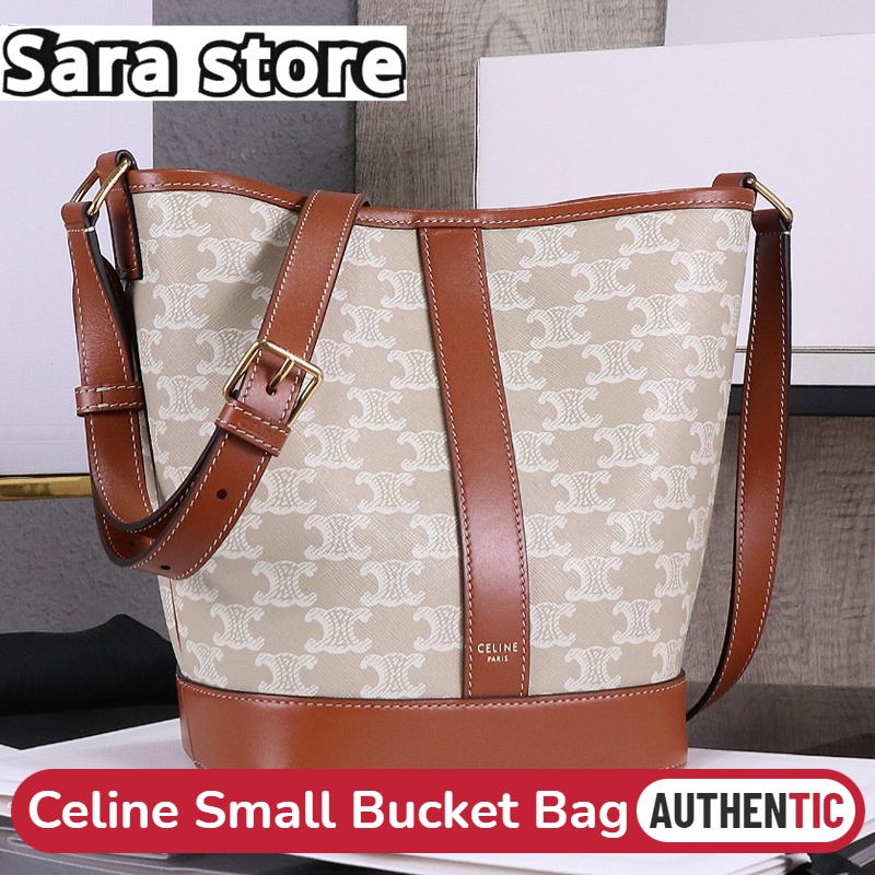 เซลีน 2023 New CELINE Small Bucket Bag Beige 22cm กระเป๋าถัง 191442