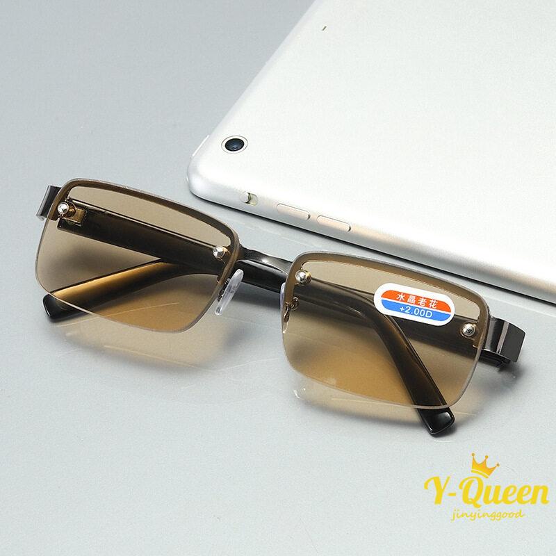 (+100 ถึง +400) แว่นตาอ่านหนังสือ ขอบครึ่ง พร้อมเคส และเลนส์แก้ว แว่นสายตายาว สําหรับผู้ชายและผู้หญิง แว่นสายตายาว เกรด