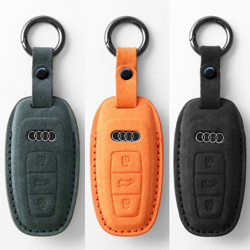 Alcantara Car Key Case Cover Fob For Audi A1 A3 8V A4 B8 B9 A5 A6 8S 8W A7 A8 Q3 Q5 Q7 4M S4 S5 S6 S