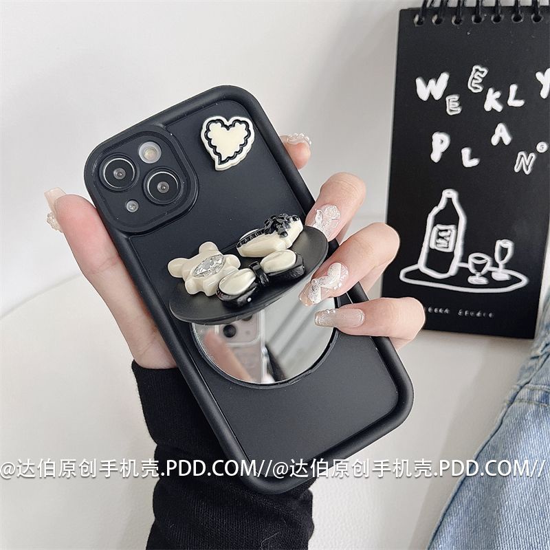 ใหม่ เคสโทรศัพท์มือถือกระจก ลายกระต่าย หัวใจน่ารัก สําหรับ IPhone 11 1213 Pro MAX X XR XS MAX SE Apple 7 Plus 8 Plus IPhone 14 15 Pro