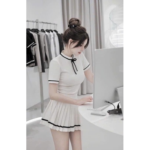 ชุดยางยืด+กระโปรงจีบ M: v1 90-100cm L : v1 100-110cm XL : v1 110-120cm