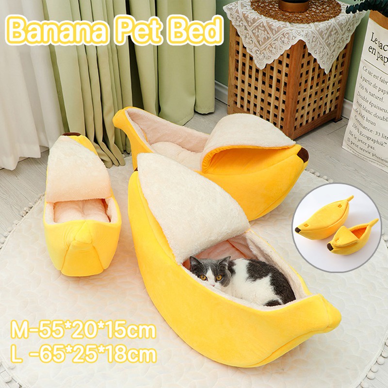 🐱พร้อมส่ง🍌ที่นอนสัตว์เลี้ยง รูปทรงกล้วยหอม ที่นอนกล้วย บ้านแมว บ้านสุนัข Banana Pet Bed