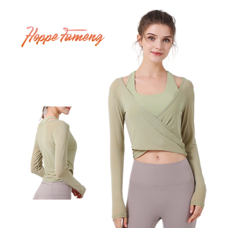 Hoppe Fumeng 2 ชิ้น สปอร์ตบรา พร้อมตาข่าย ด้านนอก สําหรับผู้หญิง