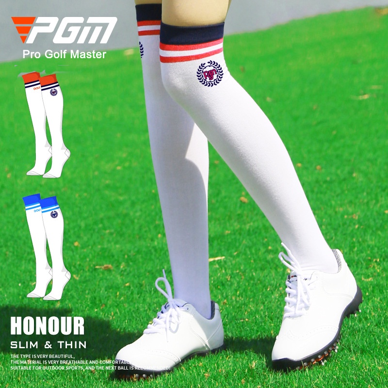 PGM WZ005 ถุงเท้ากอล์ฟสูงบางนุ่มระบายอากาศต้นขาถุงน่องผู้หญิงถุงเท้ากีฬาเลกกิ้งสําหรับกอล์ฟเทนนิสจักรยานถุงเท้ากีฬา