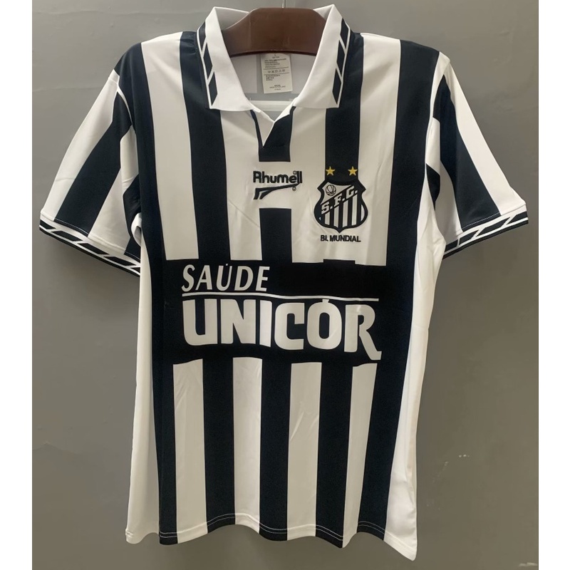 เสื้อกีฬาแขนสั้น ลายทีมชาติฟุตบอล Santos Away 1996 S-XXL ชุดเยือน สไตล์วินเทจ แห้งเร็ว AAA สําหรับผู้ชาย
