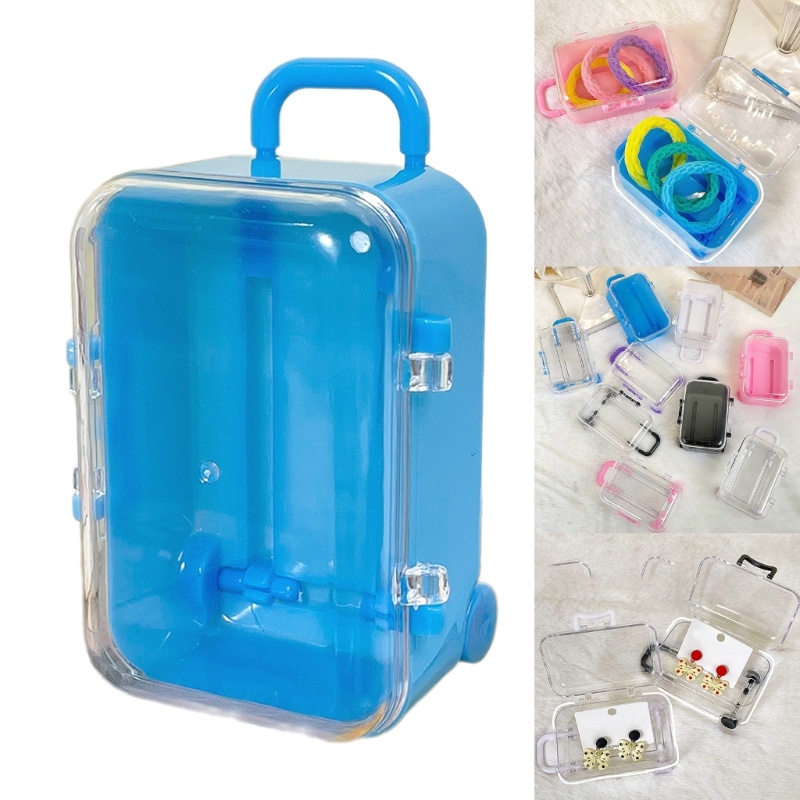 สีดํามินิตุ๊กตากระเป๋าเดินทางของเล่นTrunkตุ๊กตาเฟอร์นิเจอร์น่ารักJewleryกรณีกล่องขนม