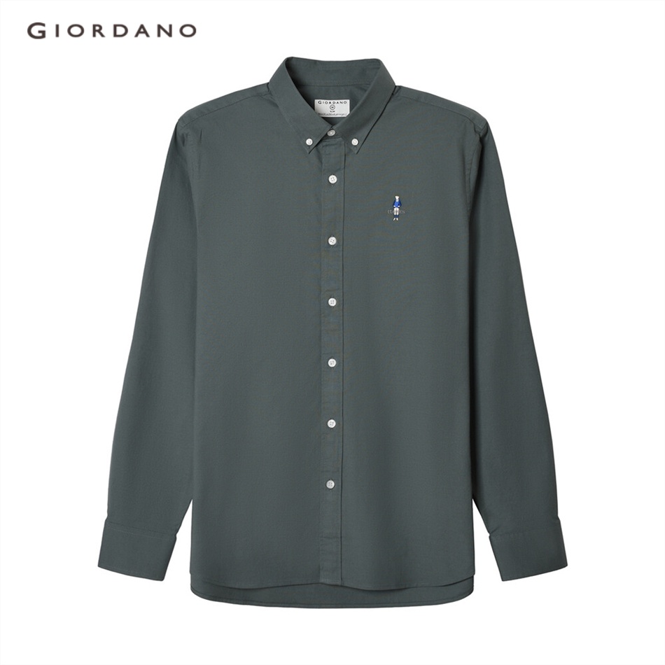GIORDANO เสื้อเชิ้ตผู้ชายแขนยาว Men's Classic Man Oxford Shirts 01042043