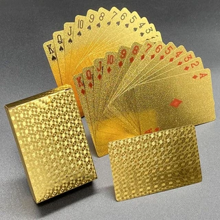 ((ของขวัญใหม่แฮปปี้) Local Tyrant Gold Poker 24K Gold ฟอยล์เล่นไพ่ Tik Tok การ์ดพลาสติกกันน้ํา PVC ล้างทําความสะอาดได้ 12.20