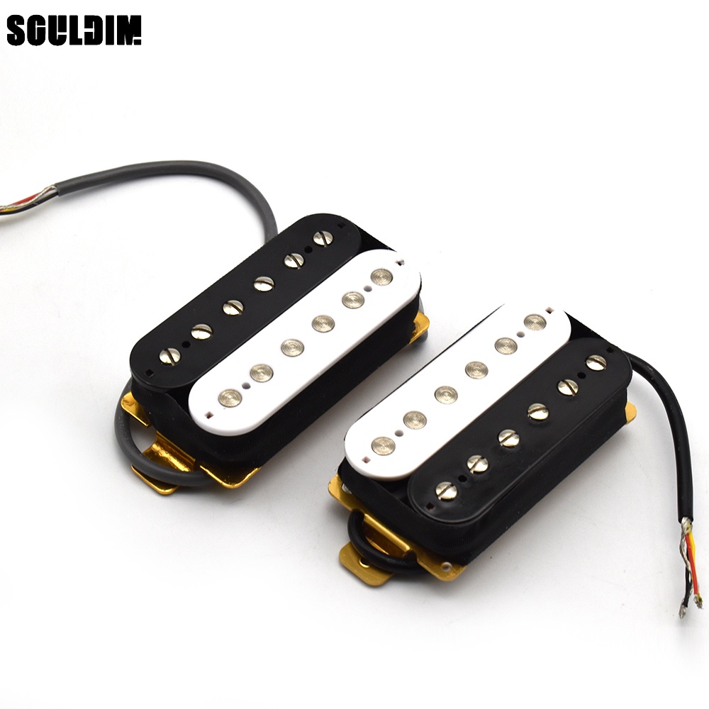 1 PC กีตาร์ไฟฟ้า Humbucker Double Coill Dual Rail กีตาร์สะพานรถกระบะ 57 มม.เสาเหล็กหลายสี