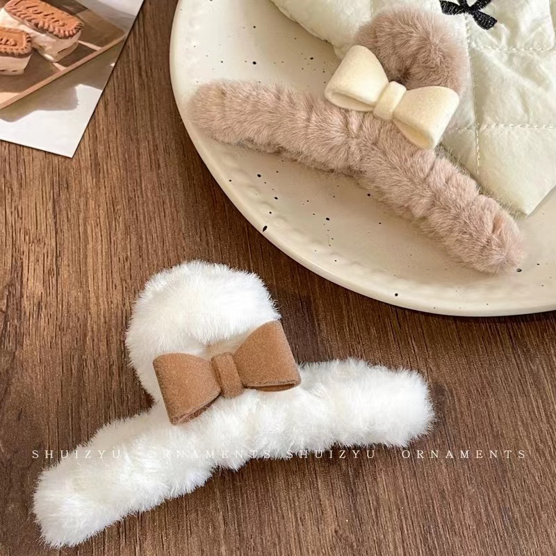 กิ๊บติดผม รูปตุ๊กตาฉลาม ประดับโบว์ สีกาแฟ ระดับไฮเอนด์ สไตล์เกาหลี แฟชั่นสําหรับผู้หญิง