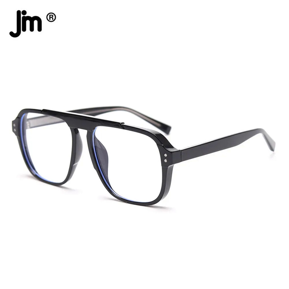 JM Men Women Square Blue Light Glasses Frame Anti Blue Ray Computer Clear Glasses