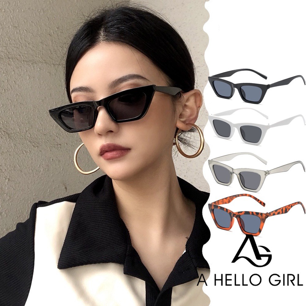 A HELLO GIRL แว่นตากันแดด กรอบแว่นขนาดเล็ก สไตล์เกาหลี ฮิปฮอป สําหรับผู้หญิง