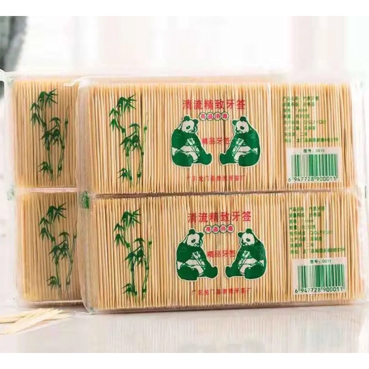 [แพนด้า] ไม้จิ้มฟัน 100ชิ้น/ถุง ด้ามไม้ ทำจากไม้ไผ่ S0113 คุณภาพดี