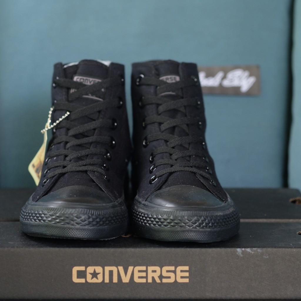 XJ  converse Converse All Star (Classic) ox - Black Hi รุ่นฮิต สีดำล้วน หุ้มข้อ ผ้าใบ คอนเวิร์ส ได้