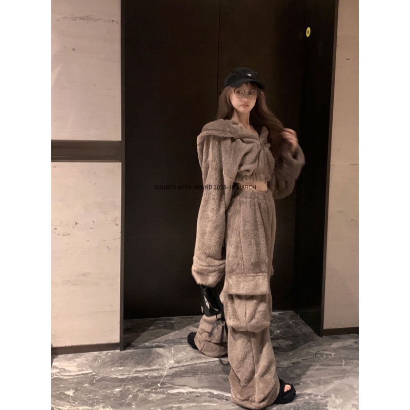 Fashion Set Winter Lazy Top Casual Pants Women's Two-piece Set