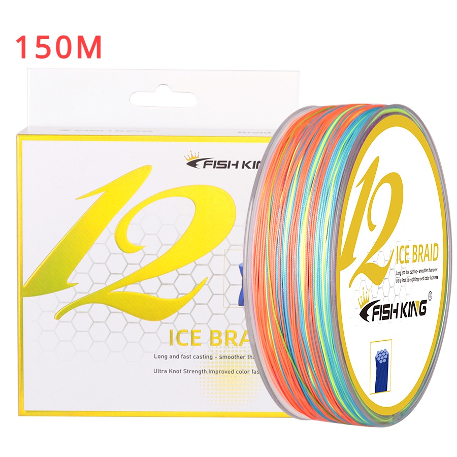 Fishking สายเอ็นตกปลา PE แบบถัก 12 ขาตั้ง 150 เมตร