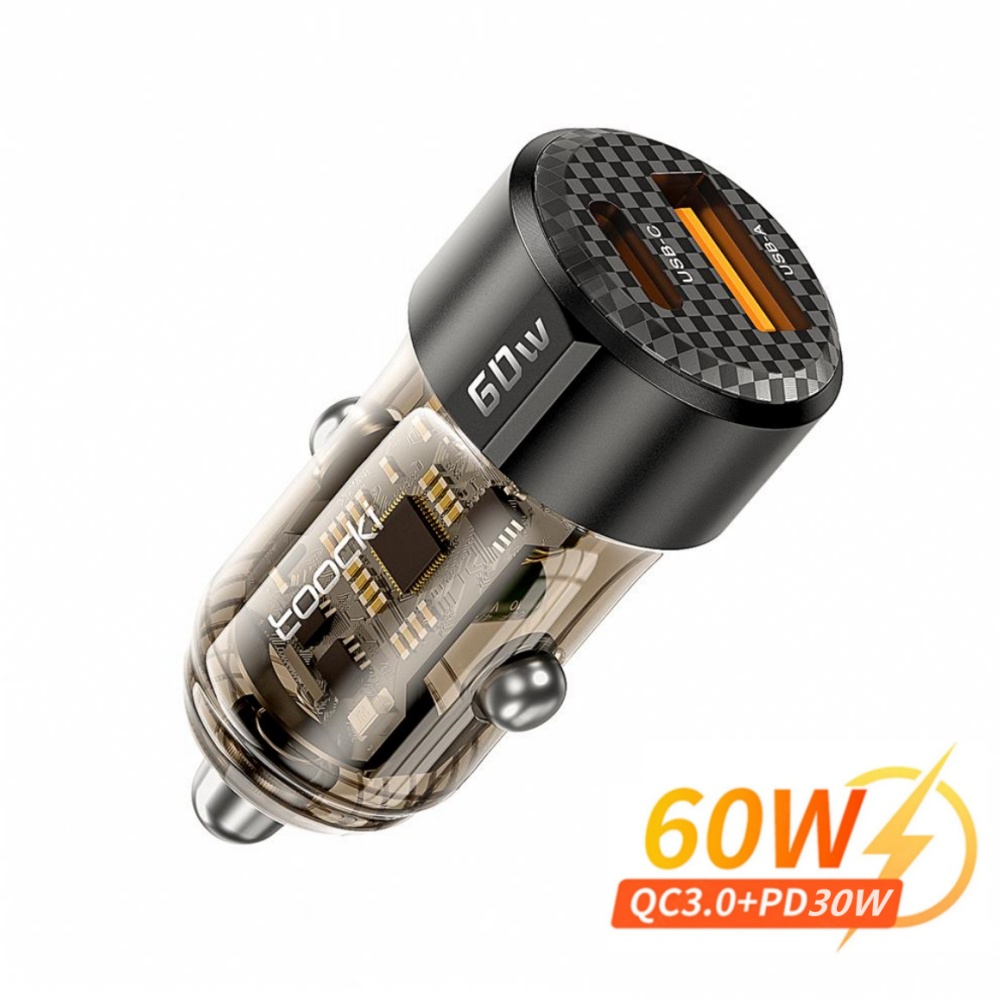 ที่ชาร์จในรถยนต์ 60W PD ชาร์จเร็วมาก QC 3.0 สําหรับ Samsung Type-C USB Charger เครื่องชาร์จโทรศัพท์ 