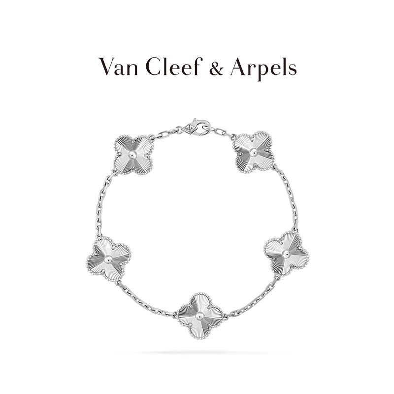 [พร้อมส่ง] Van Cleef &amp; Arpels/Vca สร้อยข้อมือทอง 18K จี้รูปใบไม้สี่แฉก ของขวัญวันเกิด