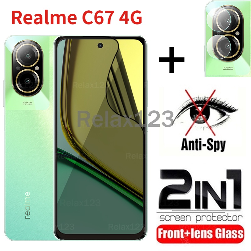 2in1 ฟิล์มไฮโดรเจล กันรอยหน้าจอ และกล้อง กันแอบมอง เพื่อความเป็นส่วนตัว สําหรับ OPPO Realme C67 4G RealmeC67 C 67 2024 2023
