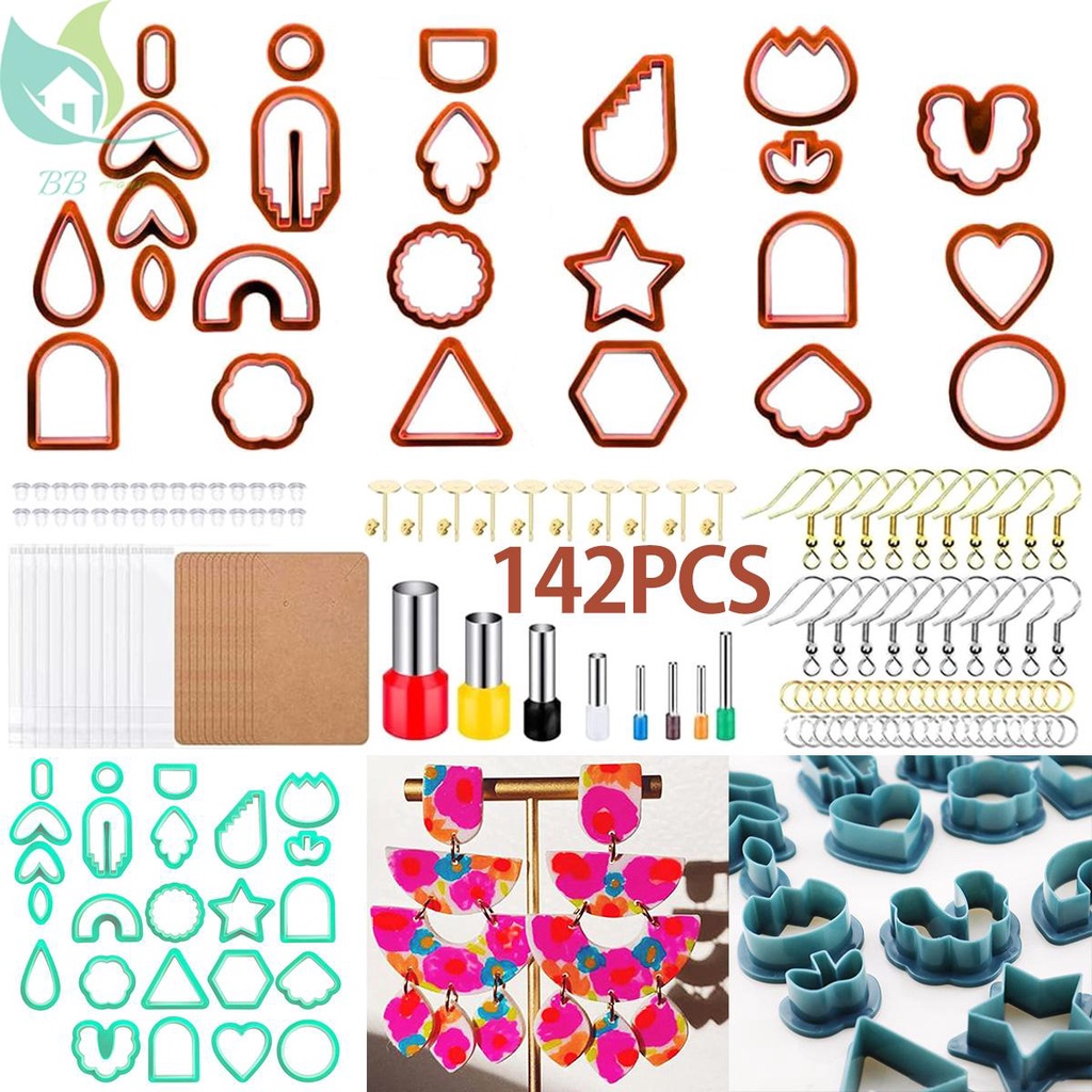 ชุดเครื่องตัดดินโพลิเมอร์ 142 ชิ้น พร้อมต่างหูพลาสติก 24 แบบ SHOPQJC6987