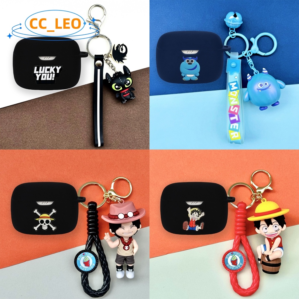 For JBL T230NC TWS Case JBL T130NC TWS Silicone Soft Case Anime One Piece Luffy Keychain Pendant Cute Night Fury JBL T230NC Shockproof Case JBL TUNE130NC TWS Protective Cover