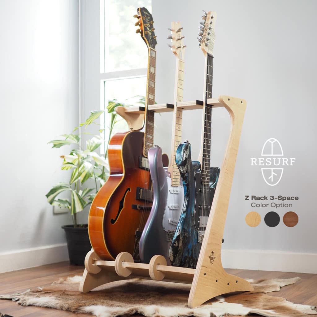 Resurf Z Rack Guitar Wooden Rack 3 Space ชั้นวางกีตาร์ ขาตั้งกีตาร์ ขั้นวางกีตาร์ไม้ 3 ช่อง ทำจากไม้ Baltic Birch 100%