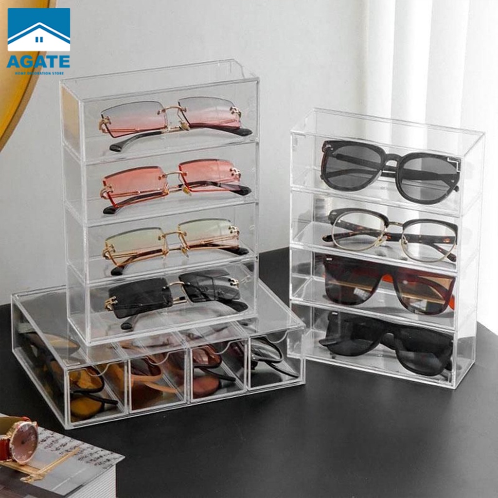 【Agate ของแท้】กล่องเก็บแว่นตา กล่องใส่แว่นตา การออกแบบซ้อนกัน ประหยัดพื้นที่ ป้อ
