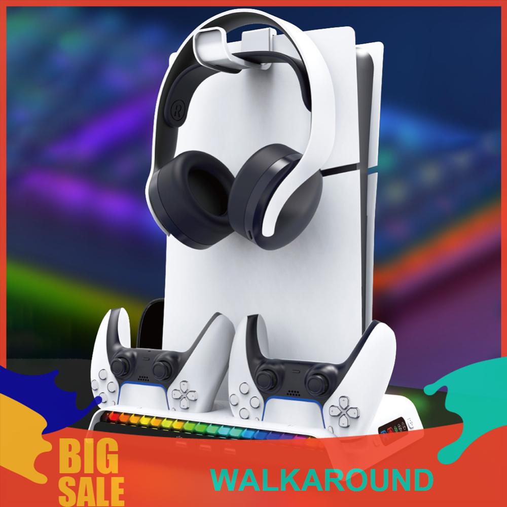 [walkaround.th] ฐานชาร์จควบคุมเครื่องทําความเย็น ไฟ RGB สําหรับ PlayStation5 Slim Console
