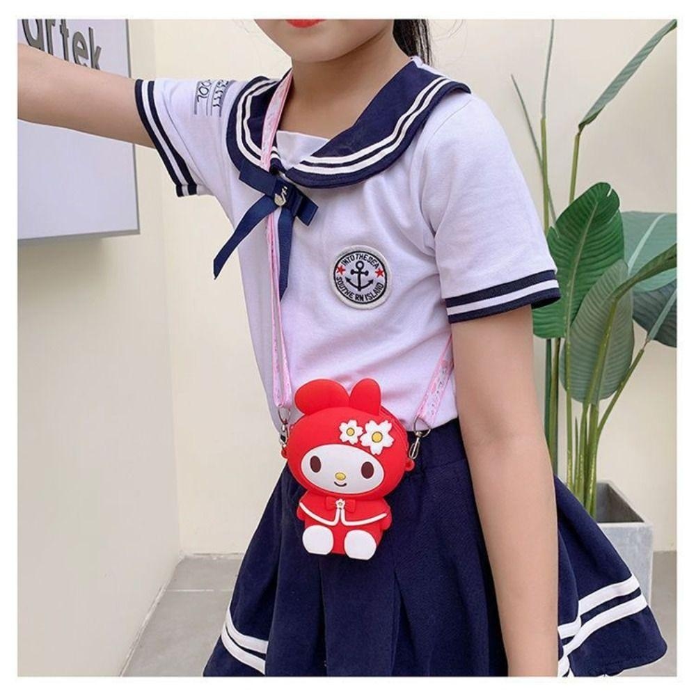 DSLONG Mini Crossbody Bag, Flower Rabbit Princess Small Bags, Cute Silicone Cartoon Shoulder Bag Girls