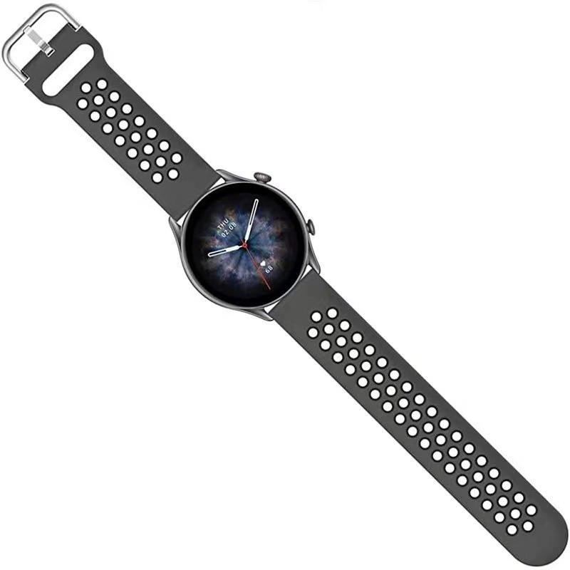 สายนาฬิกาXiaomi Watch s1 s1pro s1active s2 s3 s4 color2ชิลิโคนลายรูHuawei Gt1GT2GT3GT4สาย20mm22mm
