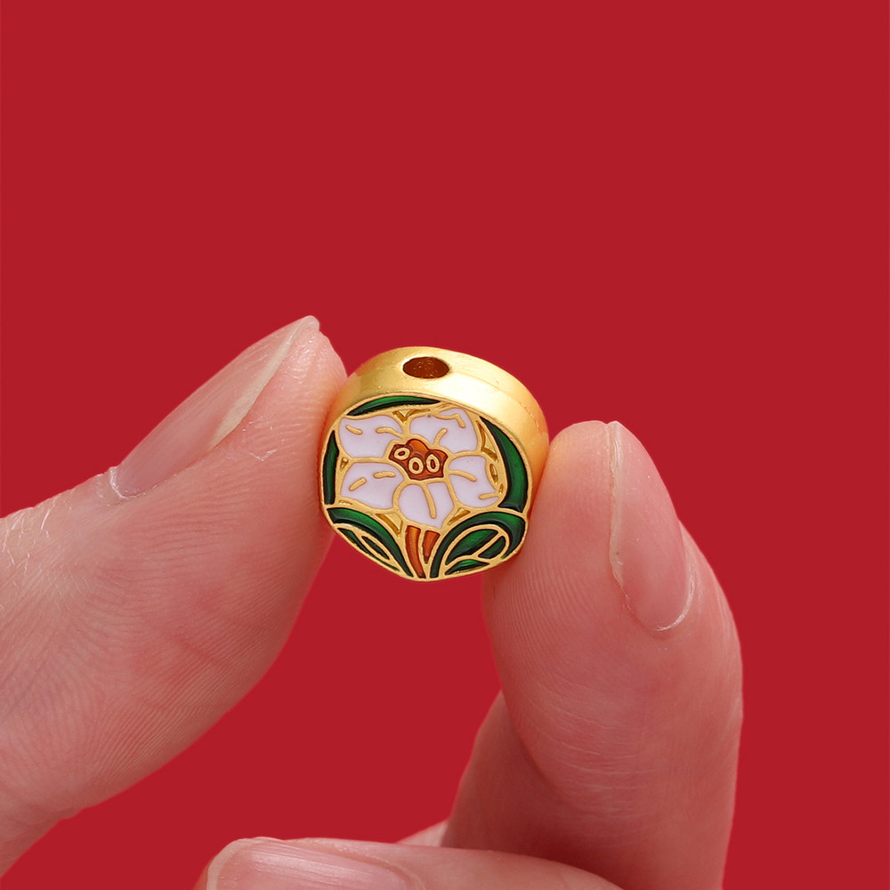 St. kunkka 2 ชิ้นลูกปัดดอกไม้สไตล์จีนย้อนยุคโชคดีดอกไม้ Spacer ลูกปัดสําหรับ DIY สร้อยข้อมือสร้อยคอทํา - รูปที่ 7