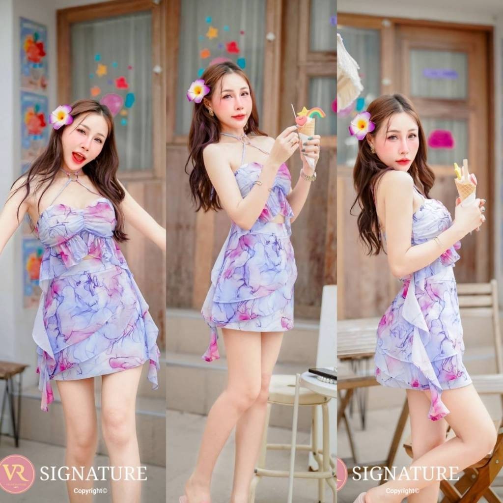 (พร้อมส่ง) VR93 Set เสื้อเกาะอกผูกคอ แต่งห่วงช่วงคอ สวยเป๊ะดูดีมาก